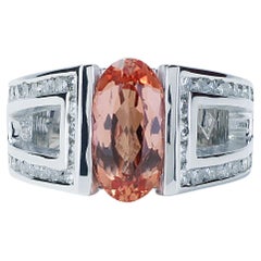 4.35 CTTW Imperial Topaz and Diamond Fashion Ring in White Gold 