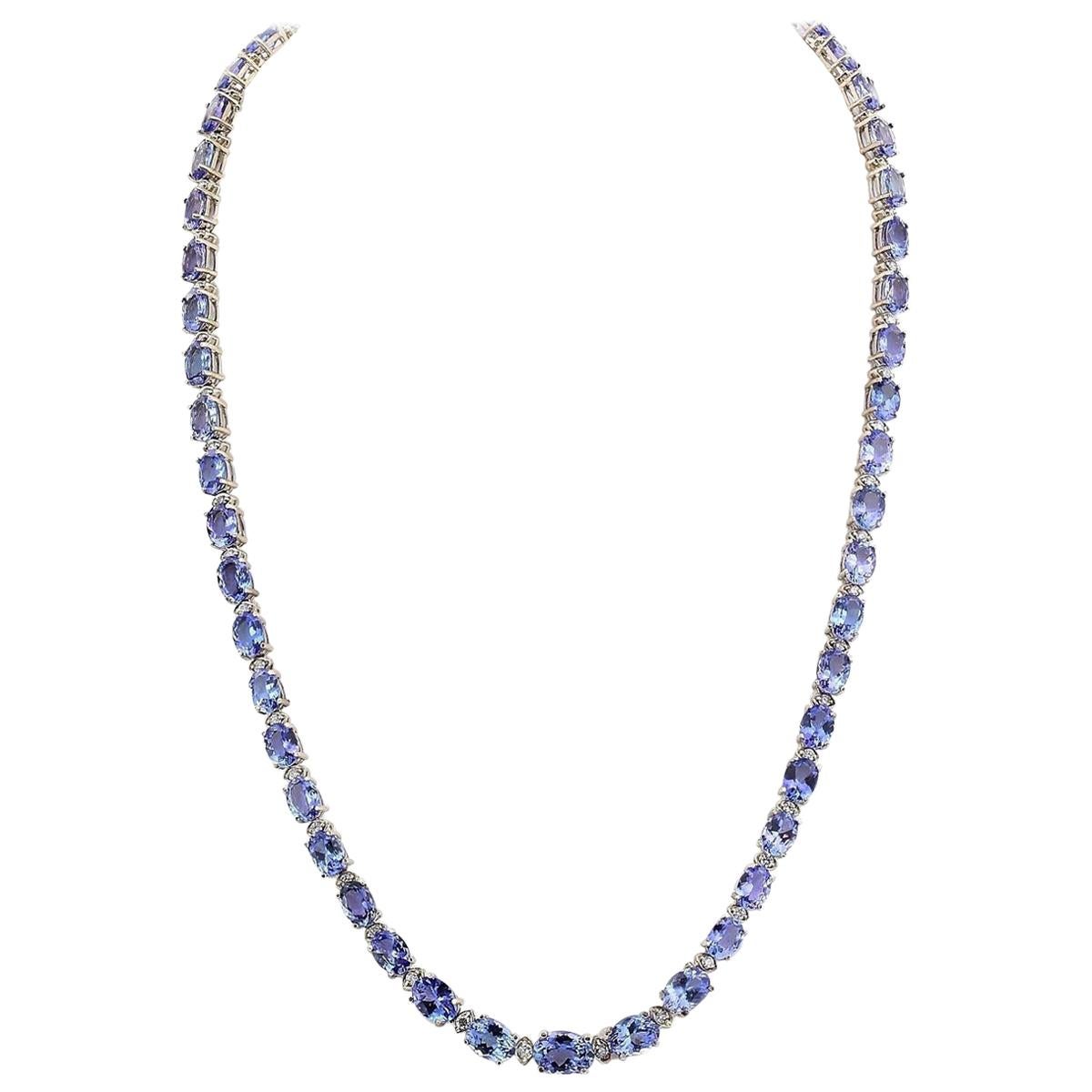 43.50 Carat Tanzanite 18 Karat White 
