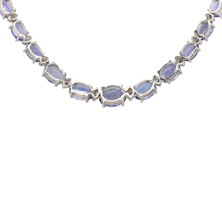 43.50 Carat Tanzanite 18 Karat White Gold Diamond Necklace For Sale at ...