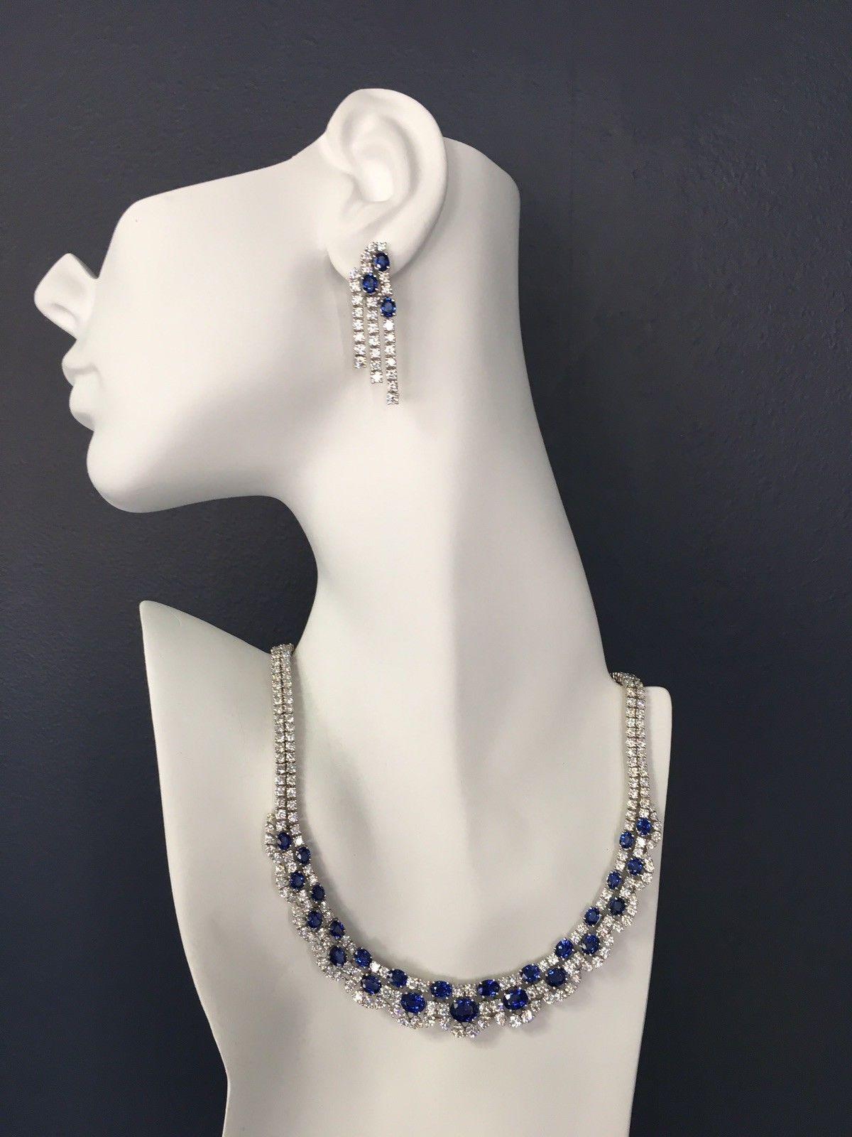 sapphire necklace and earring set
