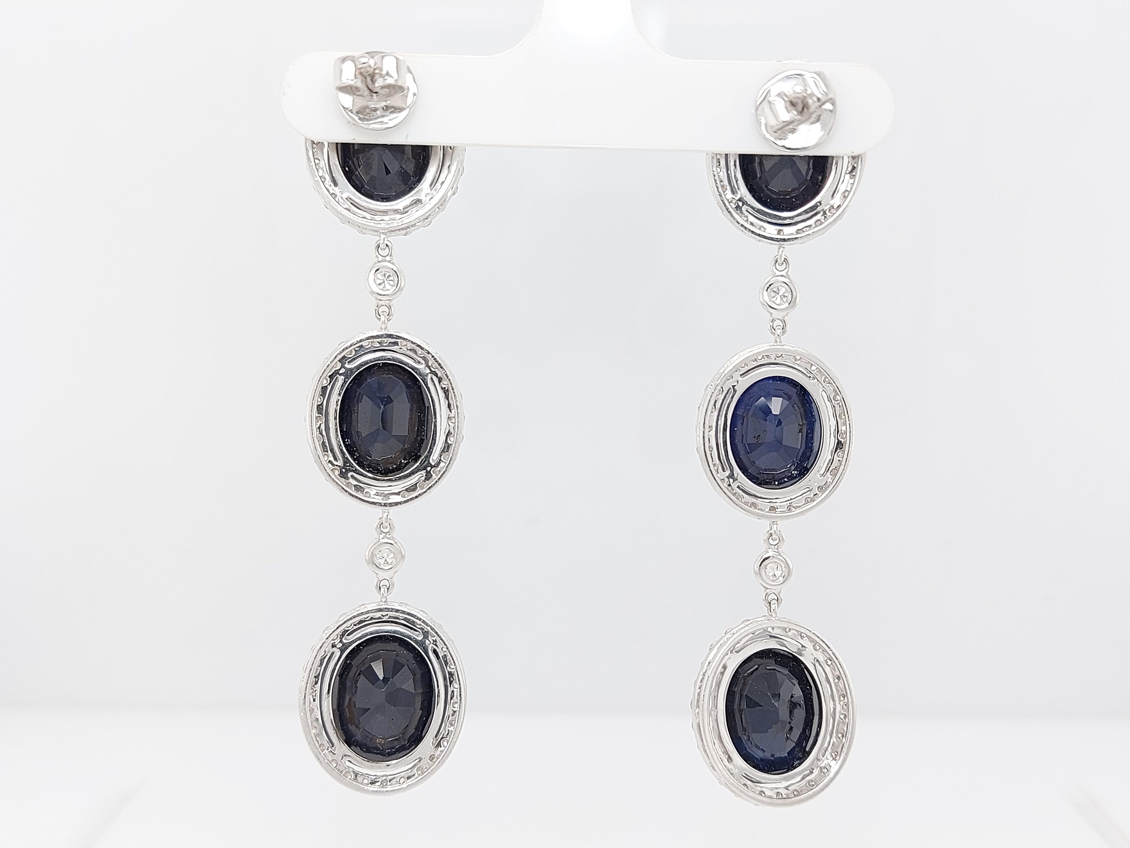 18kt White Gold Earrings 43.56ct Sapphire, 3.51ct Diamond For Sale 6