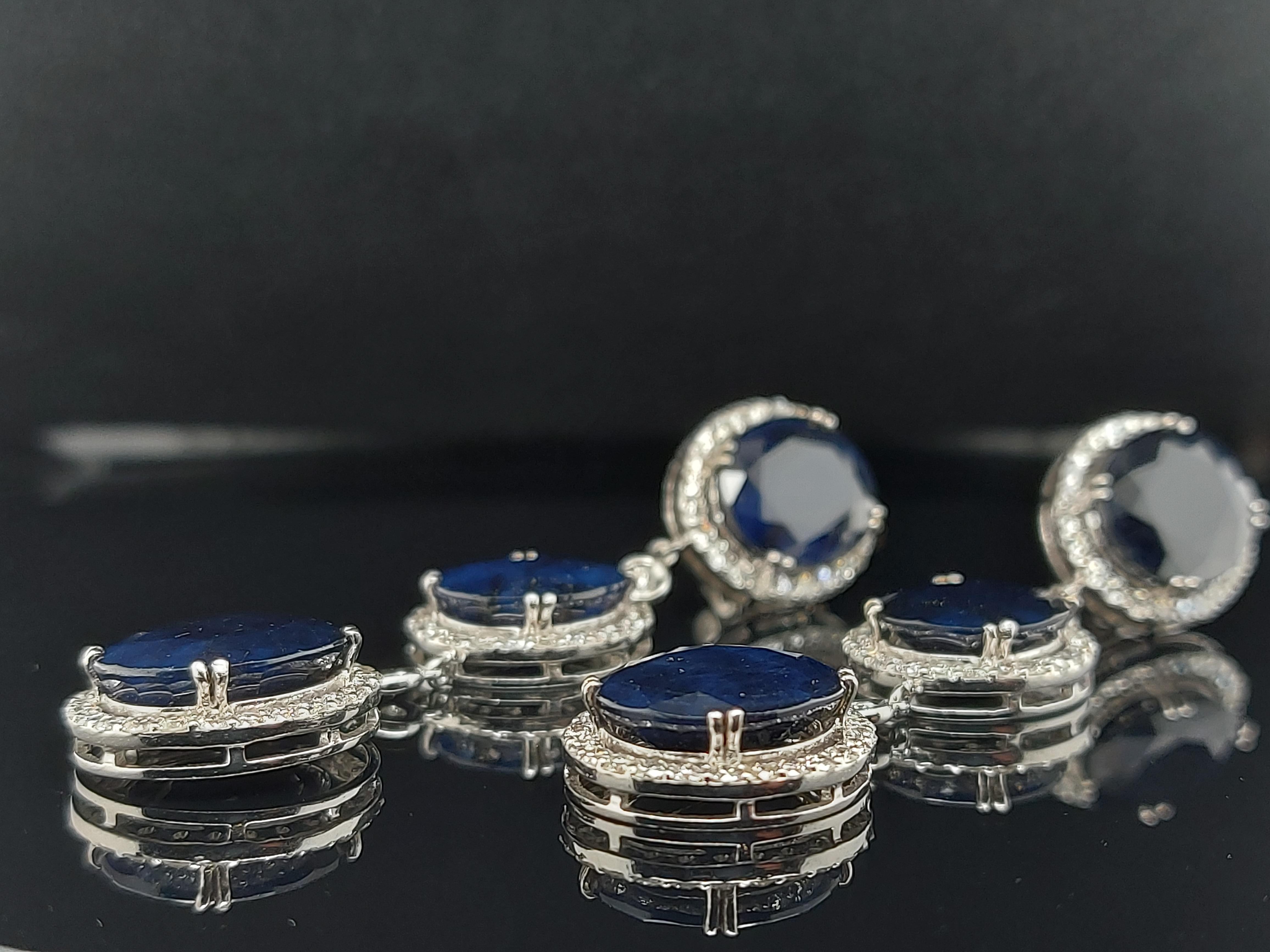 18kt White Gold Earrings 43.56ct Sapphire, 3.51ct Diamond For Sale 11