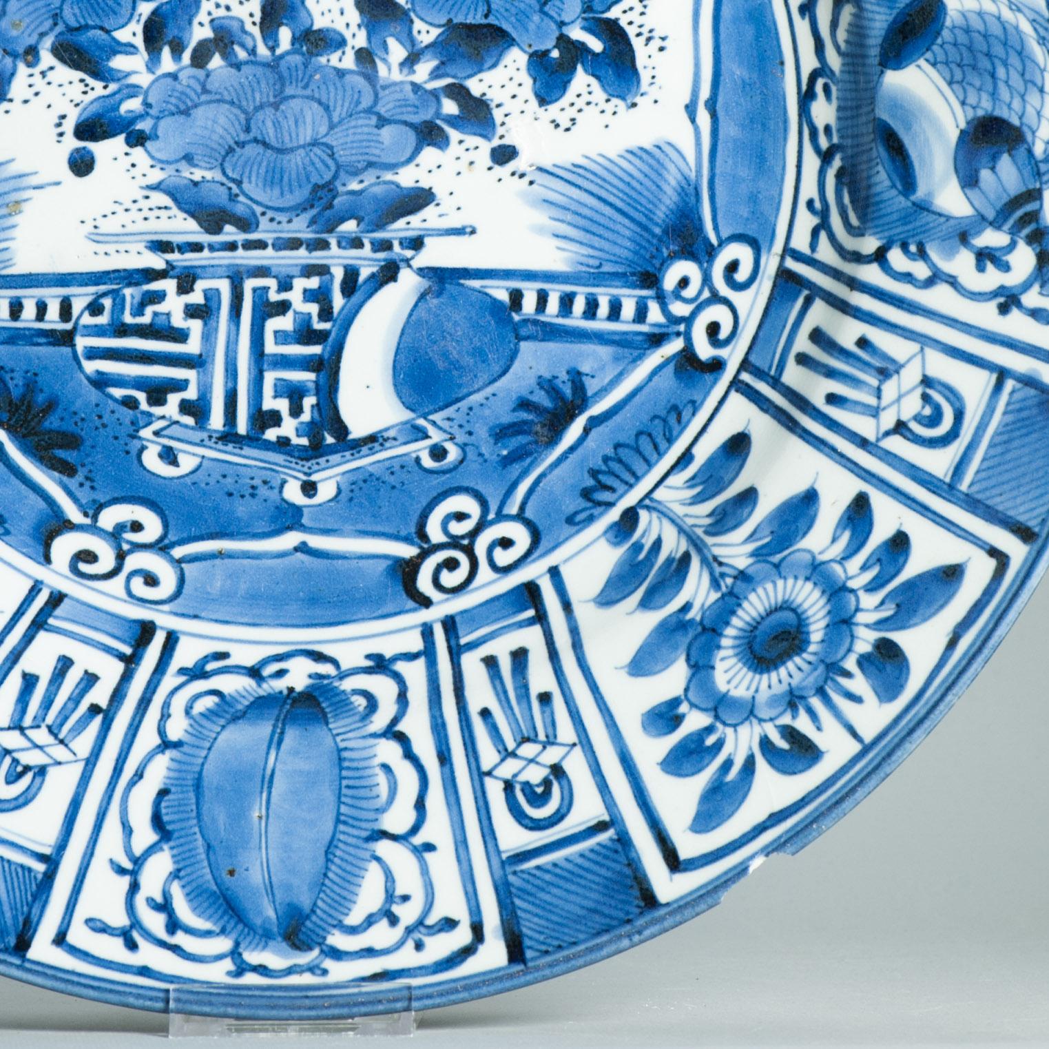43.5CM Antico piatto di porcellana giapponese del periodo Arita Edo del 17° secolo, stile Ming Kraak in vendita 11