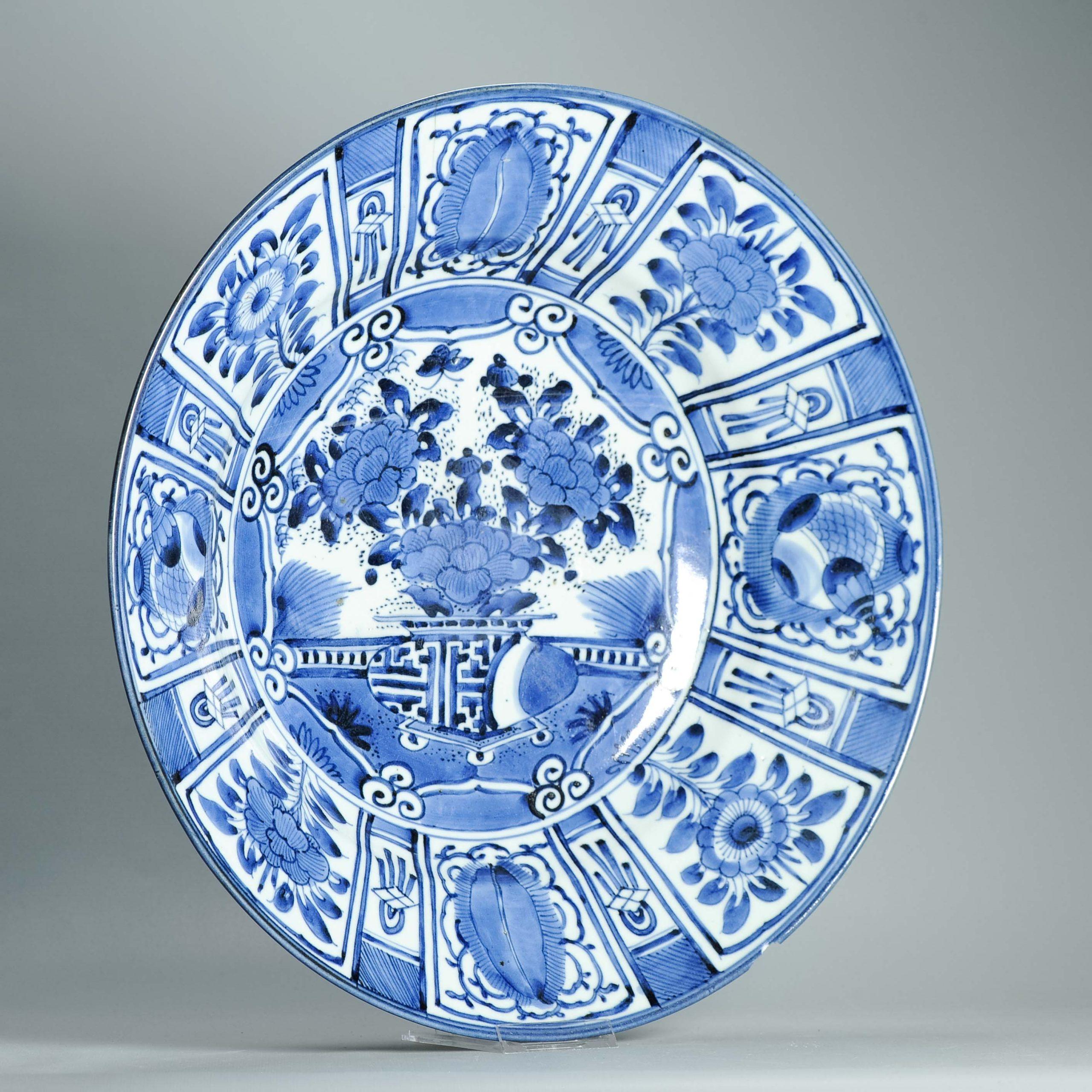 43.5CM Antico piatto di porcellana giapponese del periodo Arita Edo del 17° secolo, stile Ming Kraak in vendita 13