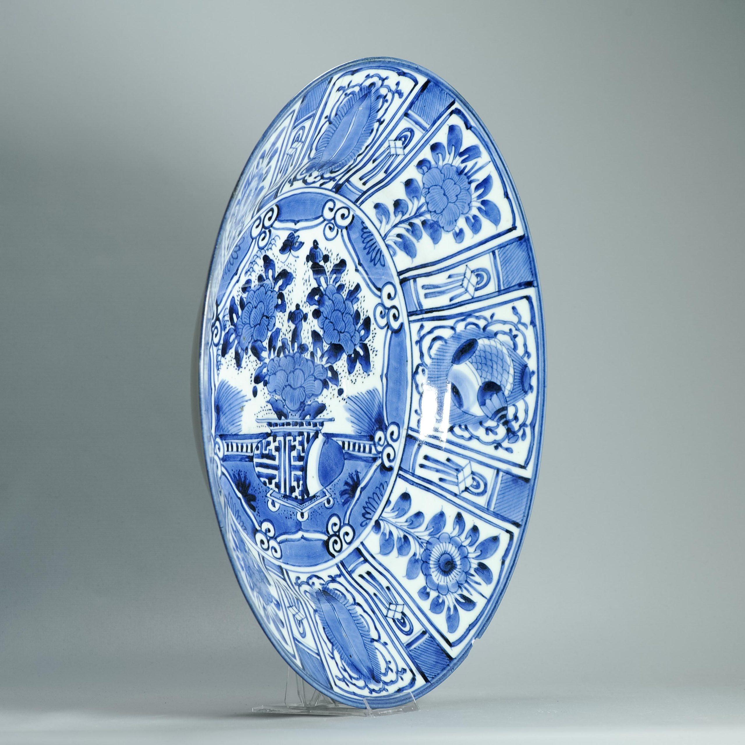 43.5CM Antico piatto di porcellana giapponese del periodo Arita Edo del 17° secolo, stile Ming Kraak in vendita 15