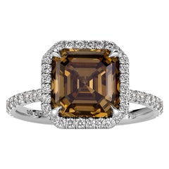 4.35ct Fancy Brown Asscher Cut Diamond Engagement Ring