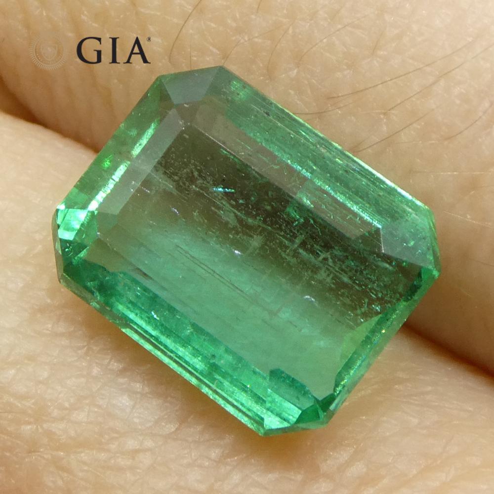 4,35ct Achteck-/Smaragdschliff Grüner Smaragd GIA zertifiziert Sambia (F1) im Angebot 8