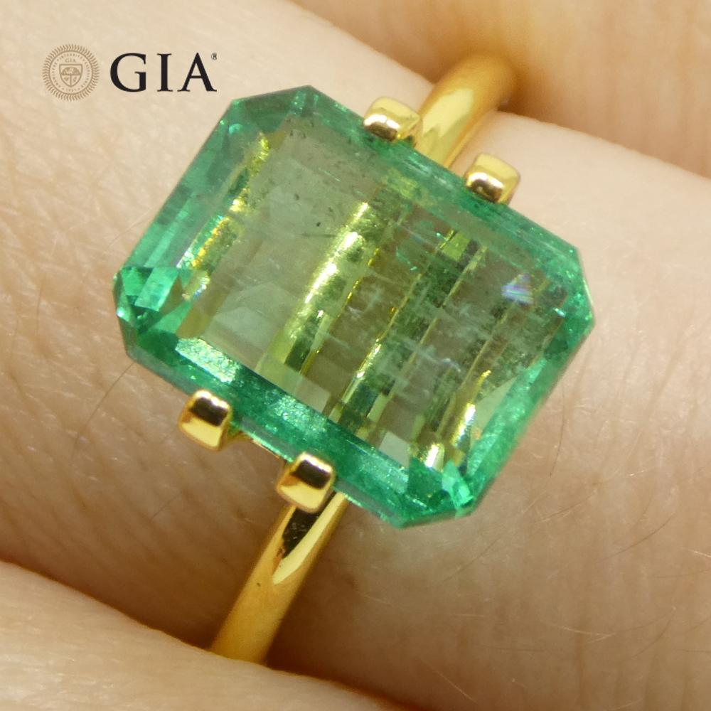 4,35ct Achteck-/Smaragdschliff Grüner Smaragd GIA zertifiziert Sambia (F1) im Angebot 10