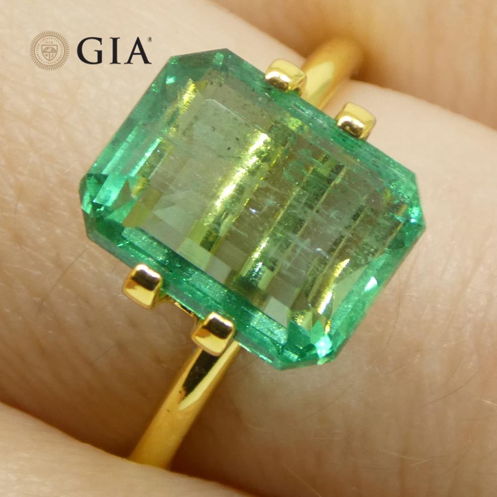 4,35ct Achteck-/Smaragdschliff Grüner Smaragd GIA zertifiziert Sambia (F1) im Zustand „Neu“ im Angebot in Toronto, Ontario