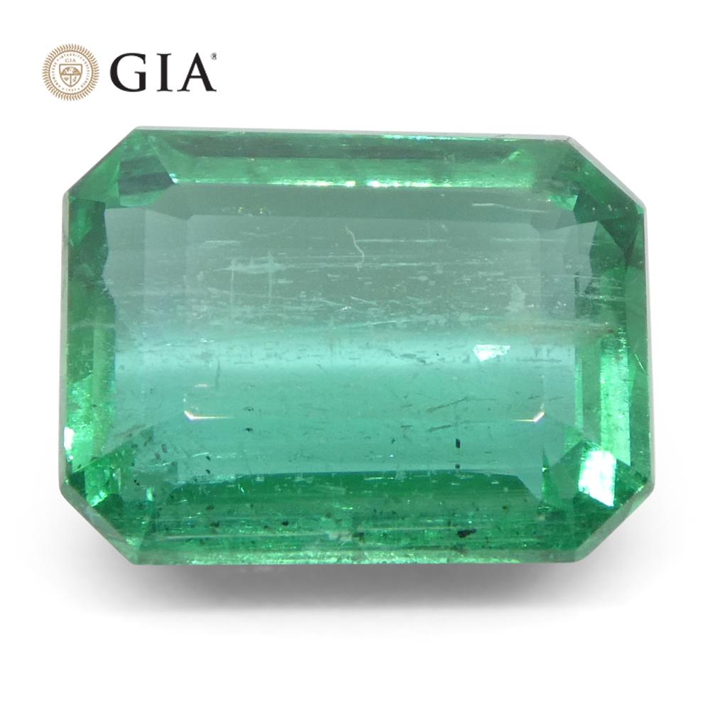 4,35ct Achteck-/Smaragdschliff Grüner Smaragd GIA zertifiziert Sambia (F1) für Damen oder Herren im Angebot