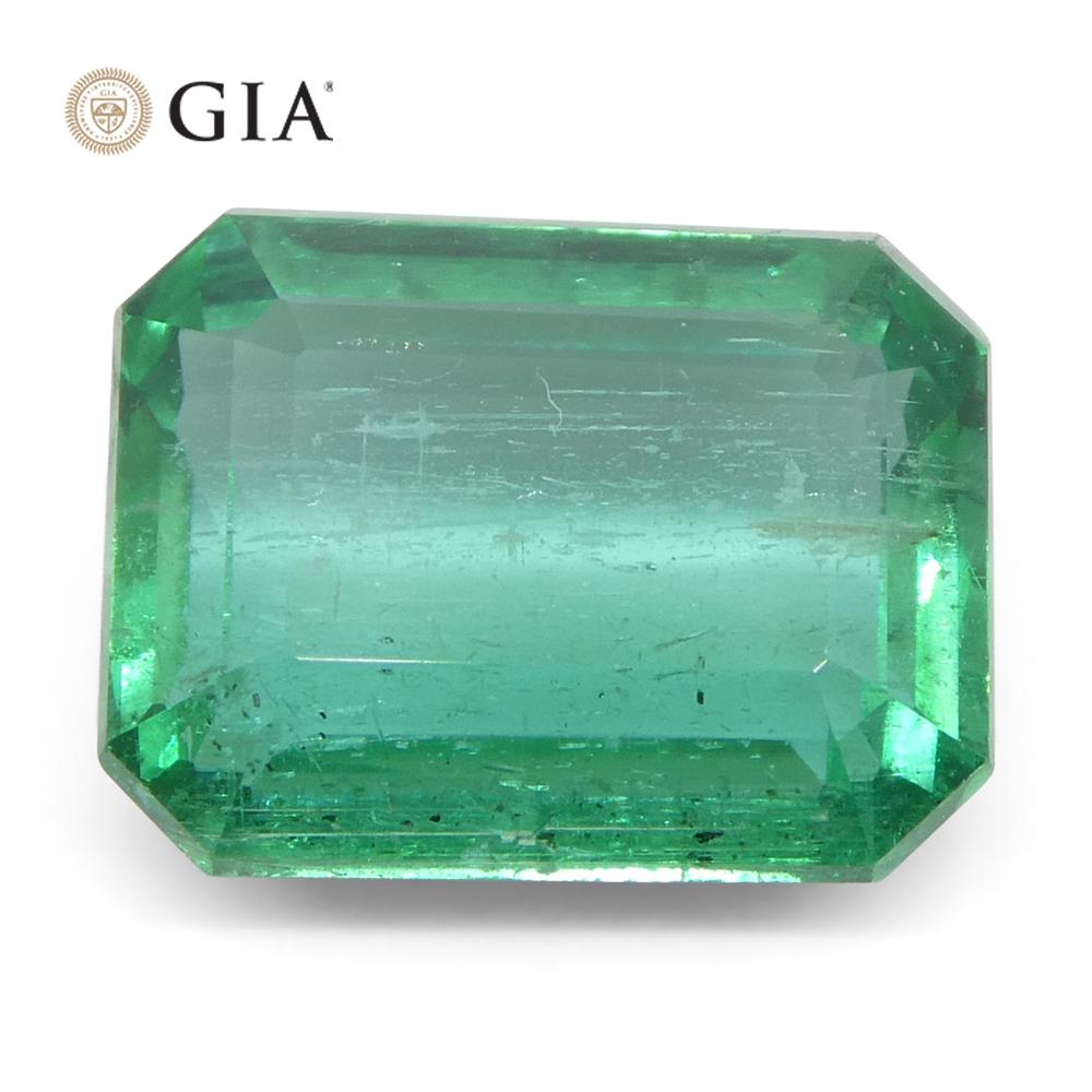 4,35ct Achteck-/Smaragdschliff Grüner Smaragd GIA zertifiziert Sambia (F1) im Angebot 2