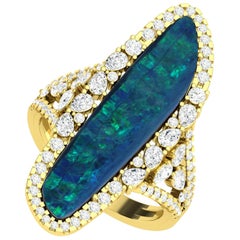 4.35ct Opal Ring With Diamonds Made In 18 Karat Yellow Gold 