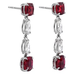 4.35ct Unheated Ruby & Diamond Platinum Earrings – Luxury Romantic Gift