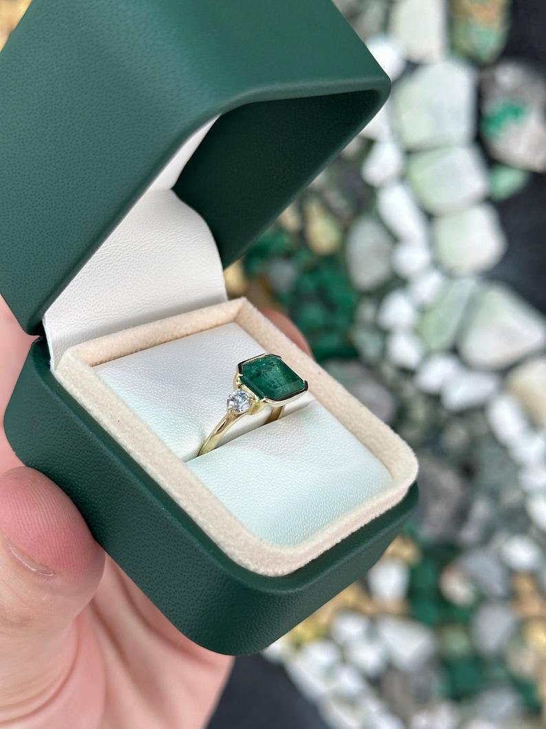 4.35tcw 14K Emerald Cut Emerald Diamond Engagement Ring In New Condition For Sale In Jupiter, FL