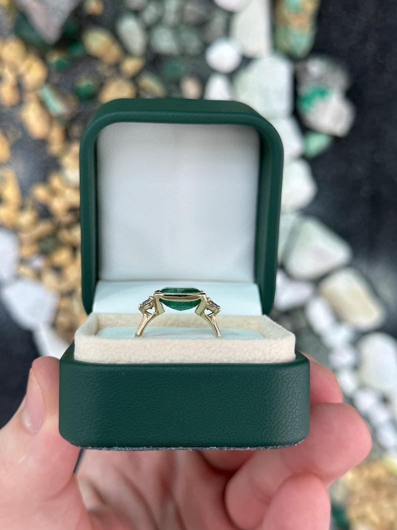 Women's 4.35tcw 14K Emerald Cut Emerald Diamond Engagement Ring For Sale