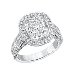 4.36 Carat Diamond Cushion Cut Ring Set in Platinum
