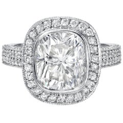 4.36 carat diamond ring 4.36 Carat Diamond Cushion Cut Ring Set in Platinum