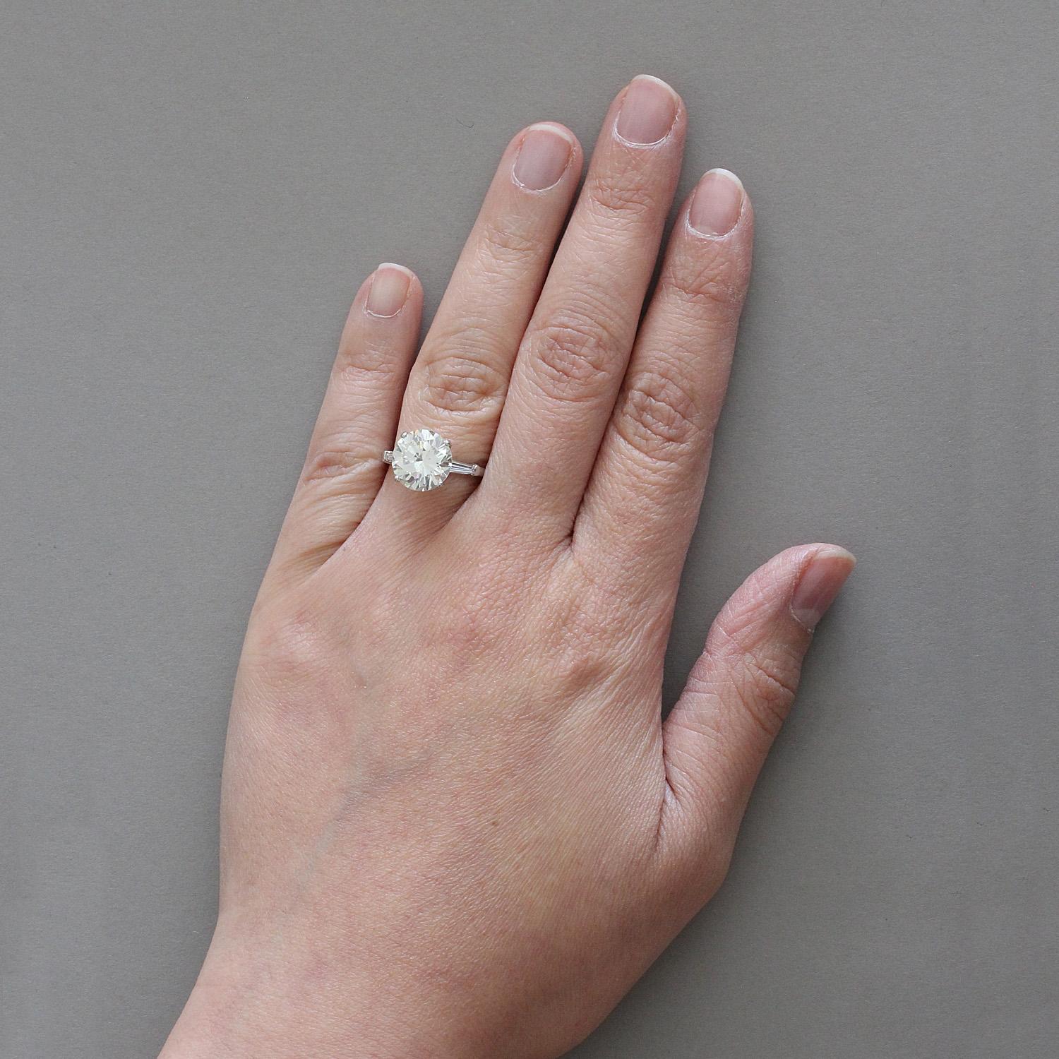 4.36 Carat Diamond Round Cut Platinum Engagement Ring 1