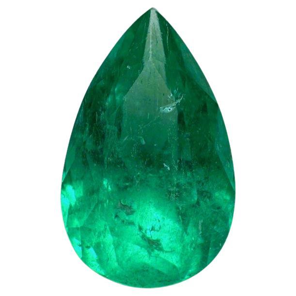 Esmeralda colombiana verde brillante de 4,36 quilates - Lágrima talla pera Birthstone de mayo