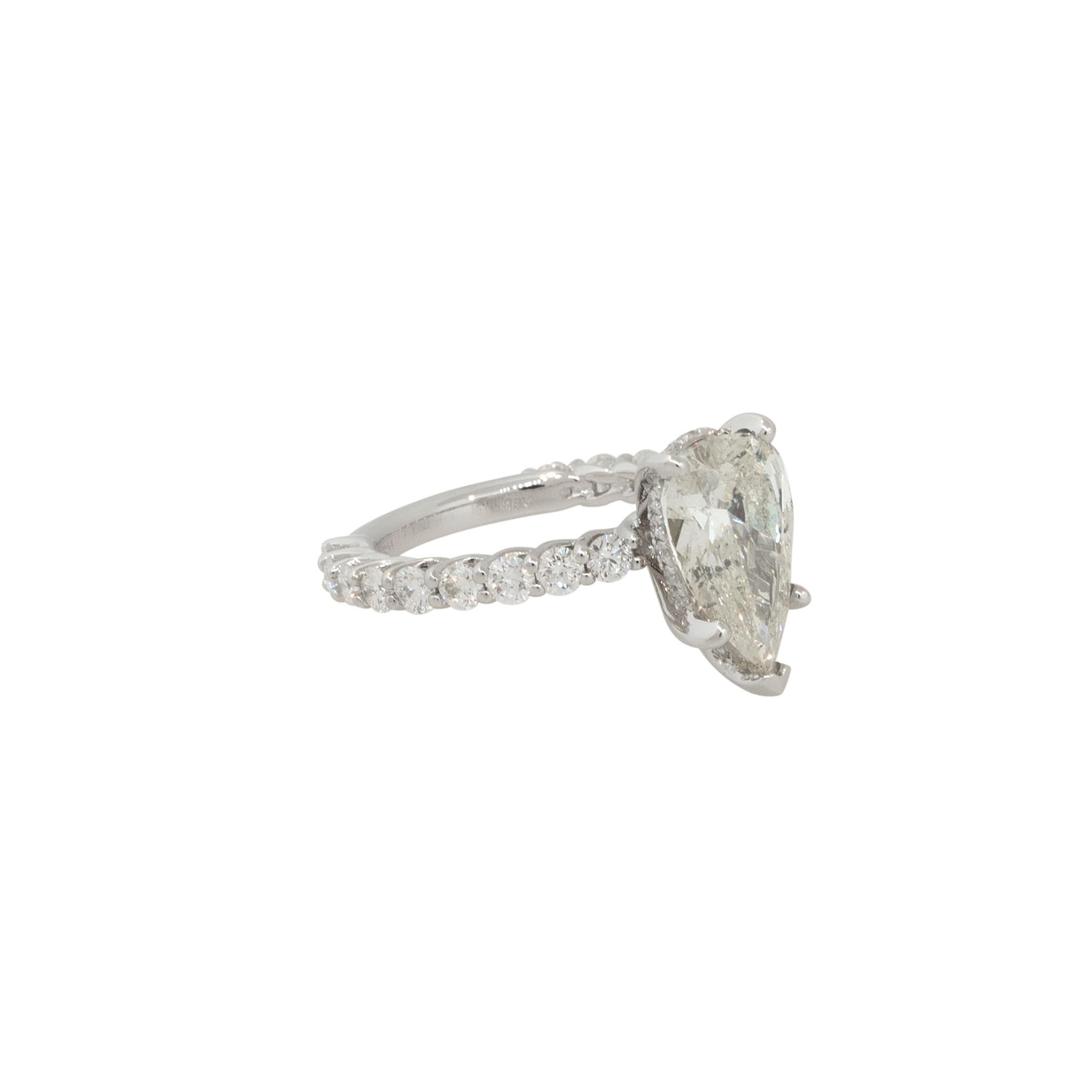 4.36 Carat Pear Shaped Diamond Engagement Ring 18 Karat In Stock  In Excellent Condition In Boca Raton, FL