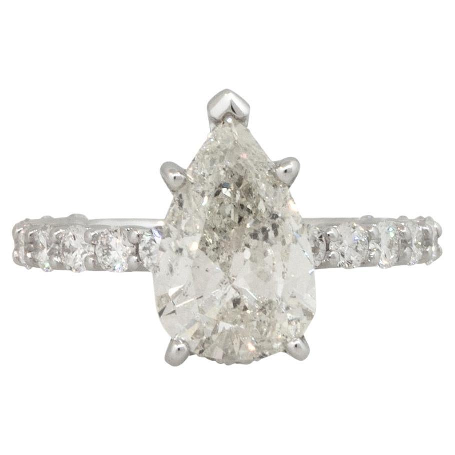 4.36 Carat Pear Shaped Diamond Engagement Ring 18 Karat In Stock 