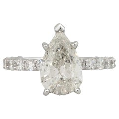 4.36 Carat Pear Shaped Diamond Engagement Ring 18 Karat In Stock