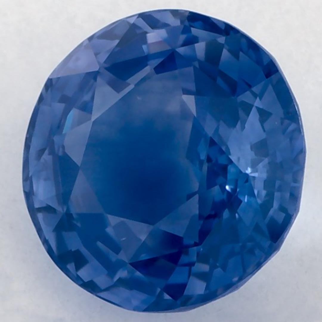 4,36 Karat blauer Saphir rund zertifiziert loser Edelstein (Rundschliff) im Angebot
