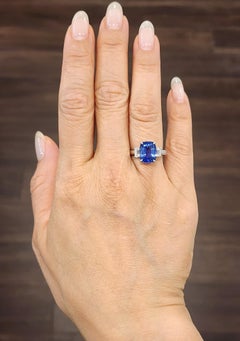 Bague saphir et diamant de 4,36 ct certifiée GRS