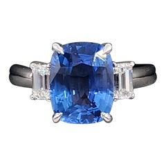 Bague saphir et diamant de 4,36 ct certifiée GRS