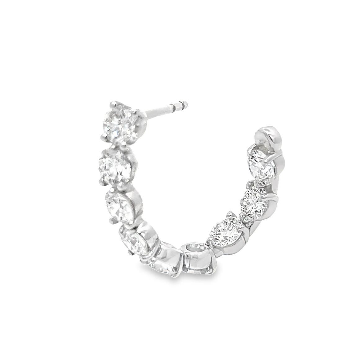 Aesthetic Movement 4.36CT Diamond Huggies Earrings For Sale