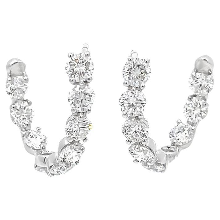 4.36CT Diamond Huggies Earrings For Sale