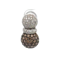 4.36ct of Natural Brown & White Diamond, Pineapple Earrings in 18kt White Gold