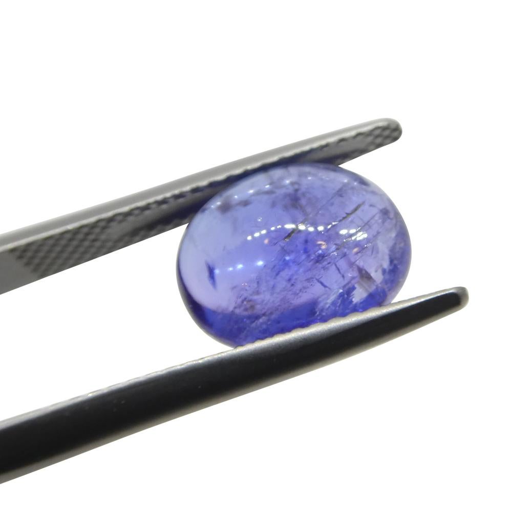 4.36ct Oval Sugarloaf Double Cabochon Violet Blue Tanzanite from Tanzania For Sale 5