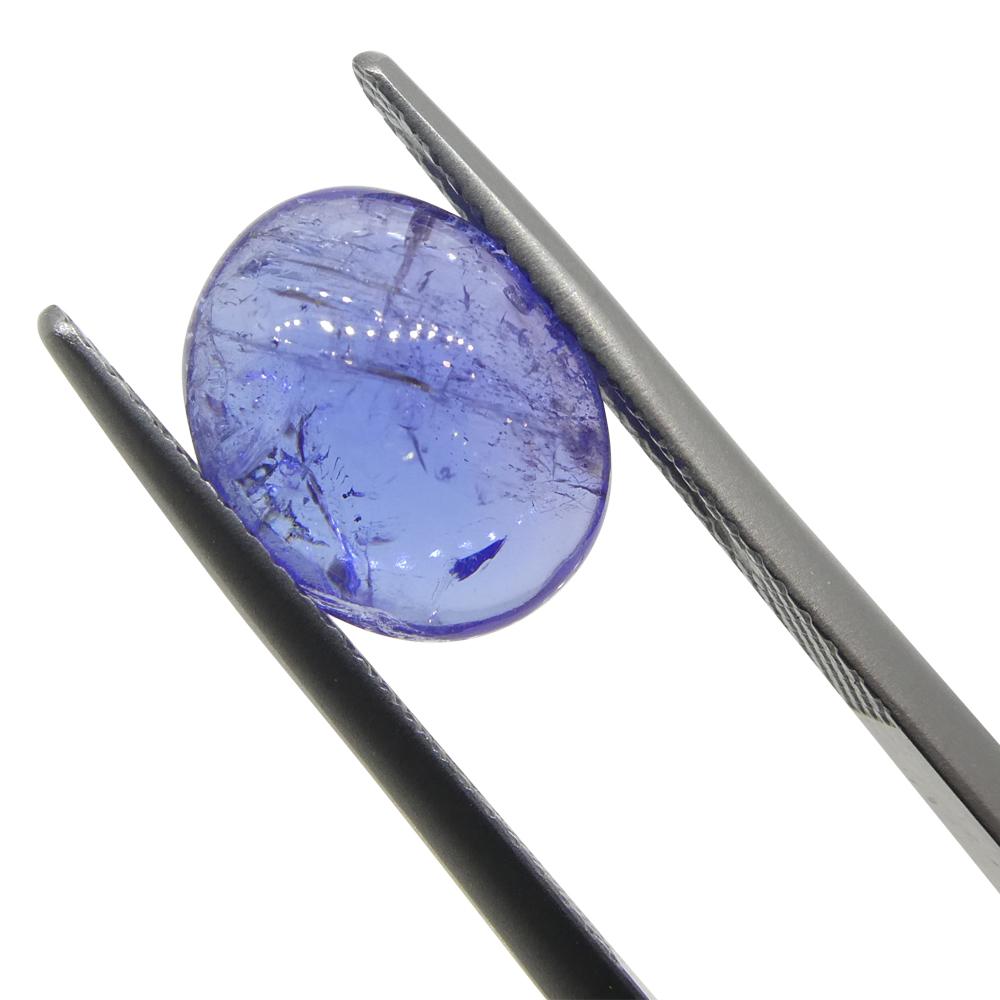 4.36ct Oval Sugarloaf Double Cabochon Violet Blue Tanzanite from Tanzania For Sale 6
