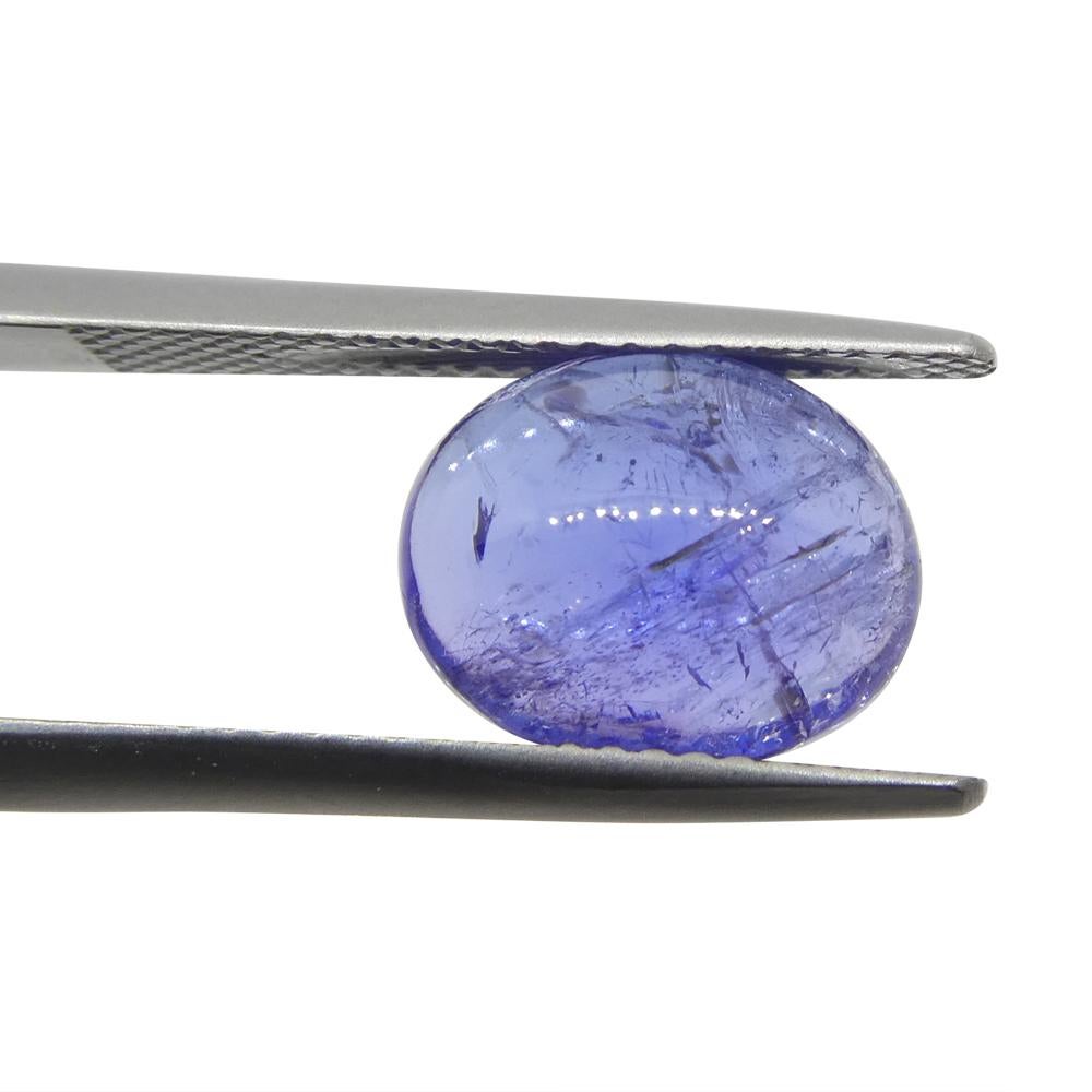 4.36ct Oval Sugarloaf Double Cabochon Violet Blue Tanzanite from Tanzania For Sale 7