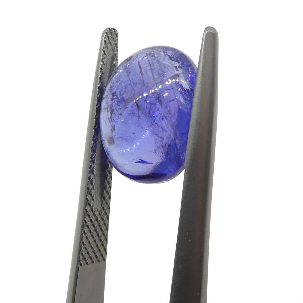 4.36ct Oval Sugarloaf Double Cabochon Violet Blue Tanzanite from Tanzania For Sale 8