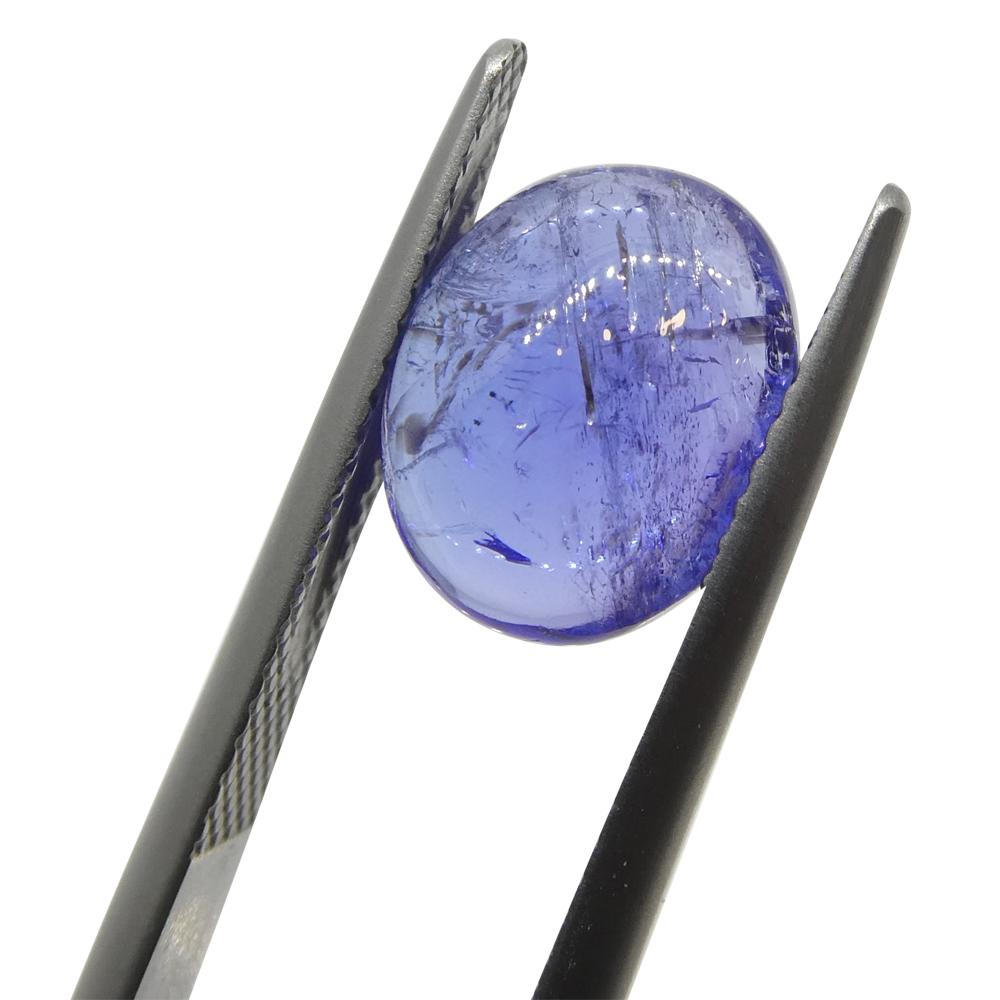 Oval Cut 4.36ct Oval Sugarloaf Double Cabochon Violet Blue Tanzanite from Tanzania For Sale