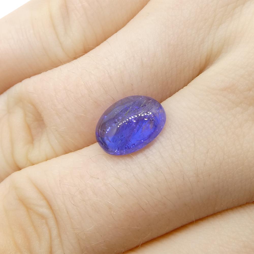 Women's or Men's 4.36ct Oval Sugarloaf Double Cabochon Violet Blue Tanzanite from Tanzania For Sale