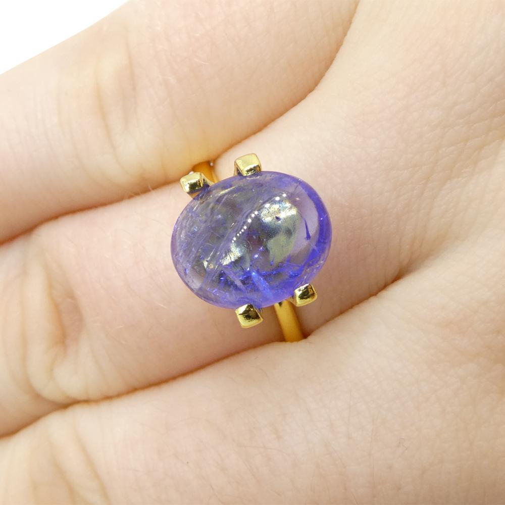 4.36ct Oval Sugarloaf Double Cabochon Violet Blue Tanzanite from Tanzania For Sale 1