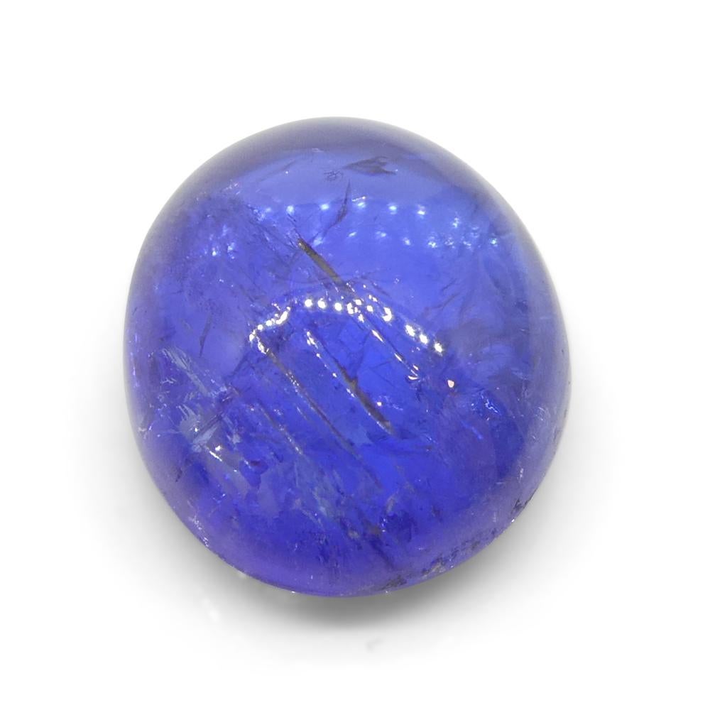 4.36ct Oval Sugarloaf Double Cabochon Violet Blue Tanzanite from Tanzania For Sale 2