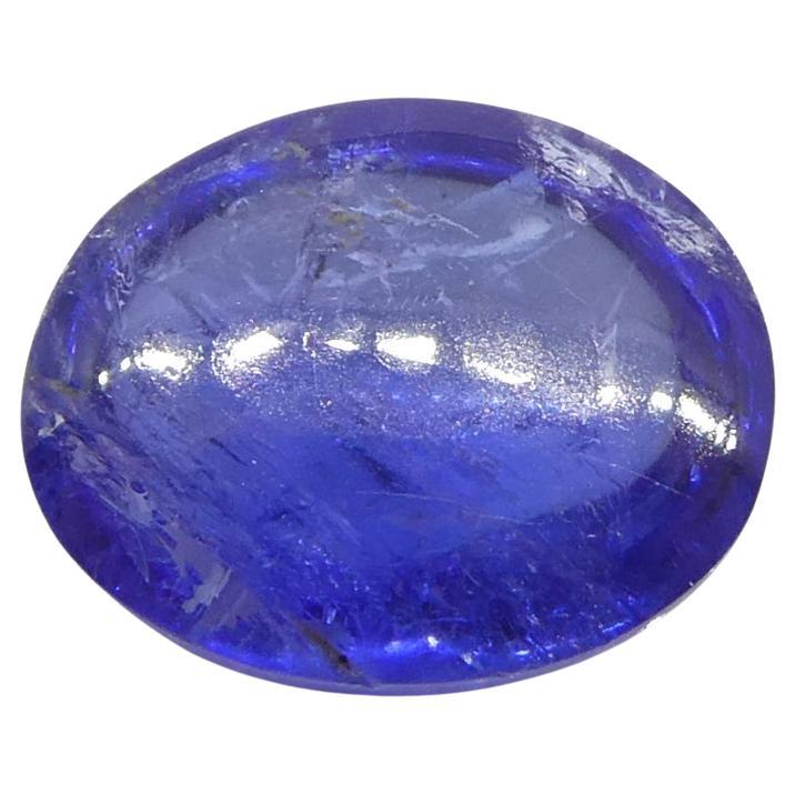 4.36ct Oval Sugarloaf Double Cabochon Violet Blue Tanzanite from Tanzania For Sale