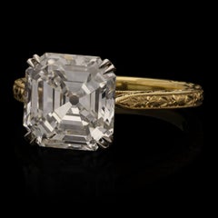 4.37 Carat Asscher Statement Brilliant White  Everyday Royalty Diamond Ring
