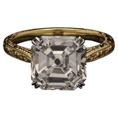 4.37 Carat Asscher Statement Brilliant White  Everyday Royalty Diamond Ring