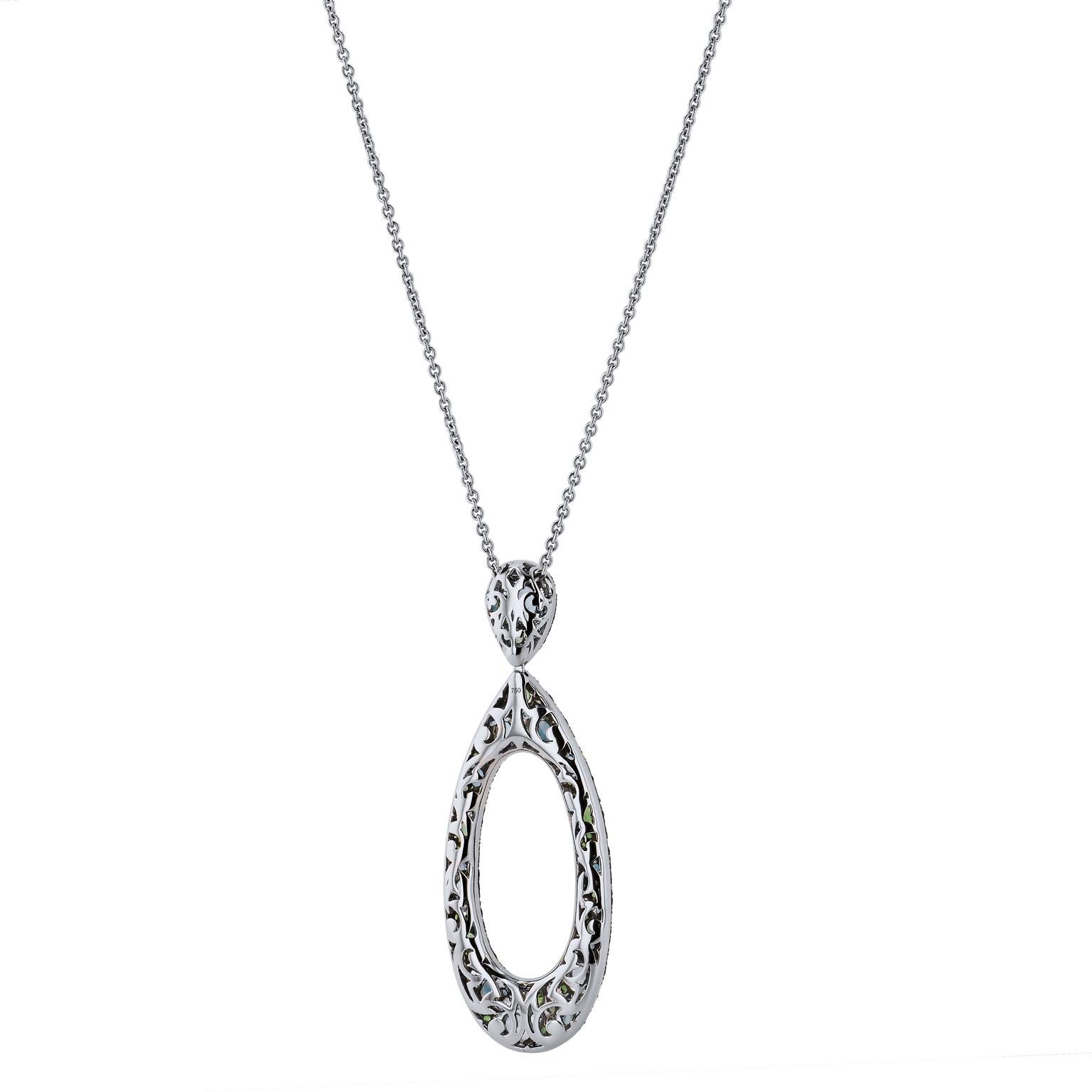 4.37 Carat Blue Topaz Sapphire Diamond Pendant Necklace In New Condition In Miami, FL