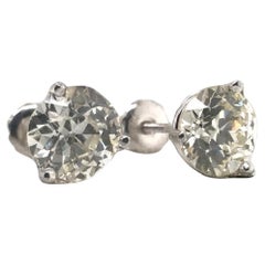 4,37 Karat alt-europäisch geschliffener Diamant-Ohrstecker