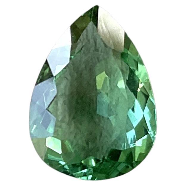 4.37 Carats Green Tourmaline Pear Faceted Cut stone For Ring Natural Gemstone For Sale
