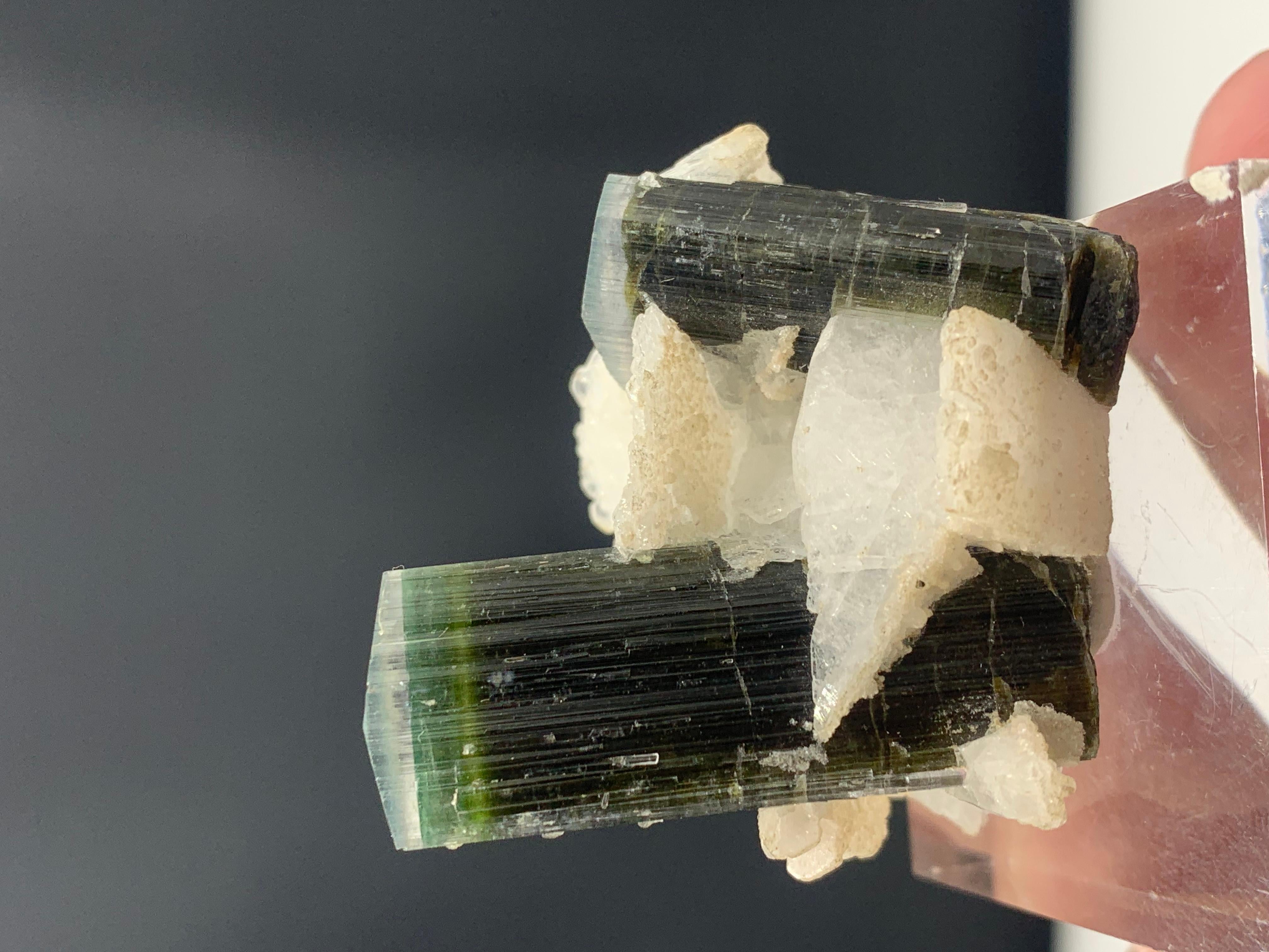 43.71 Gram Stunning Dual Bi Color Tourmaline on Specimen from Afghanistan  For Sale 7