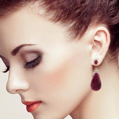 43.72 Carat Ruby 18 Karat Gold Diamond Earrings