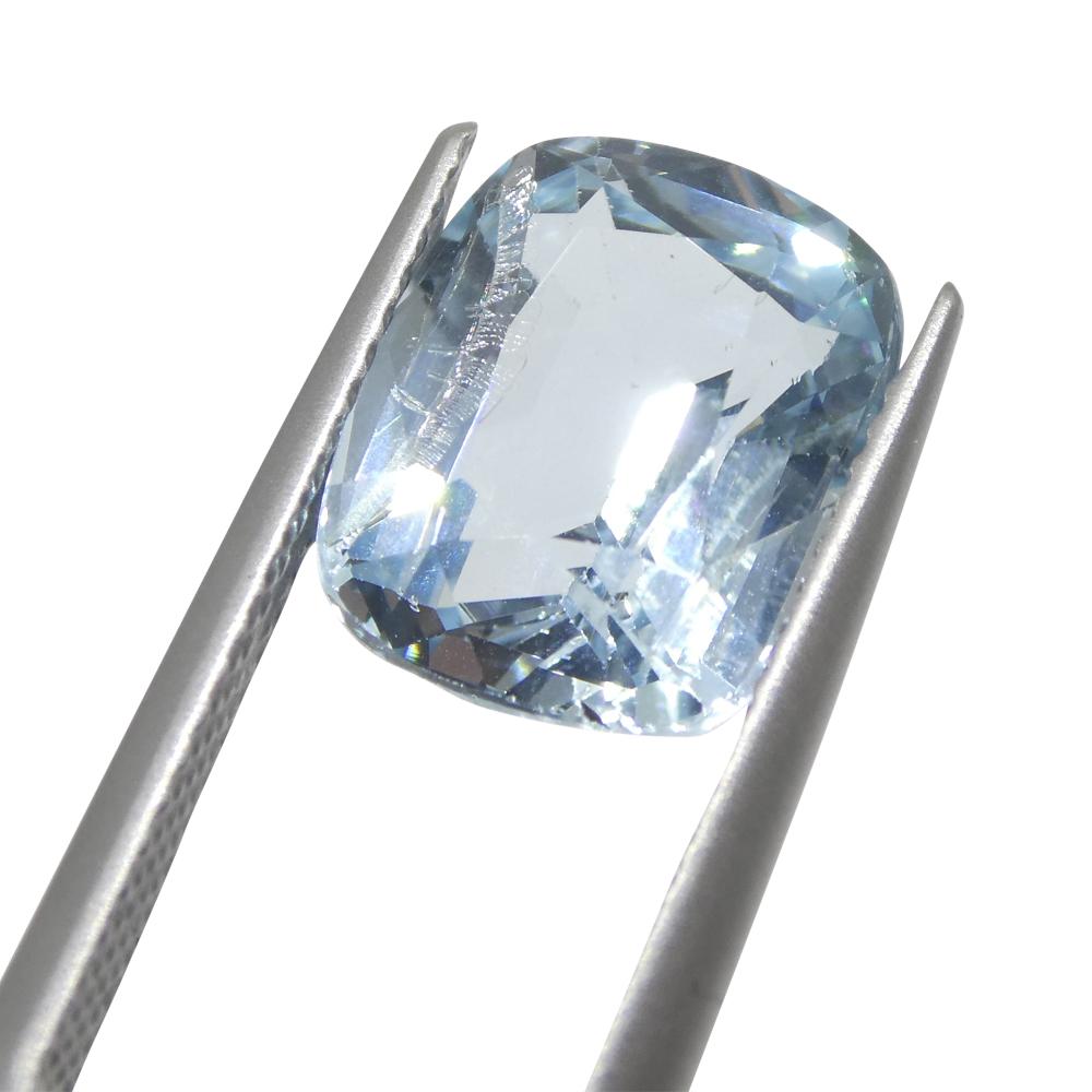 4.37ct Cushion Blue Aquamarine from Brazil In New Condition For Sale In Toronto, Ontario