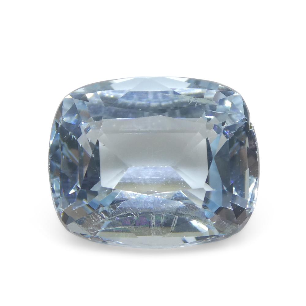 4.37ct Cushion Blue Aquamarine from Brazil For Sale 1